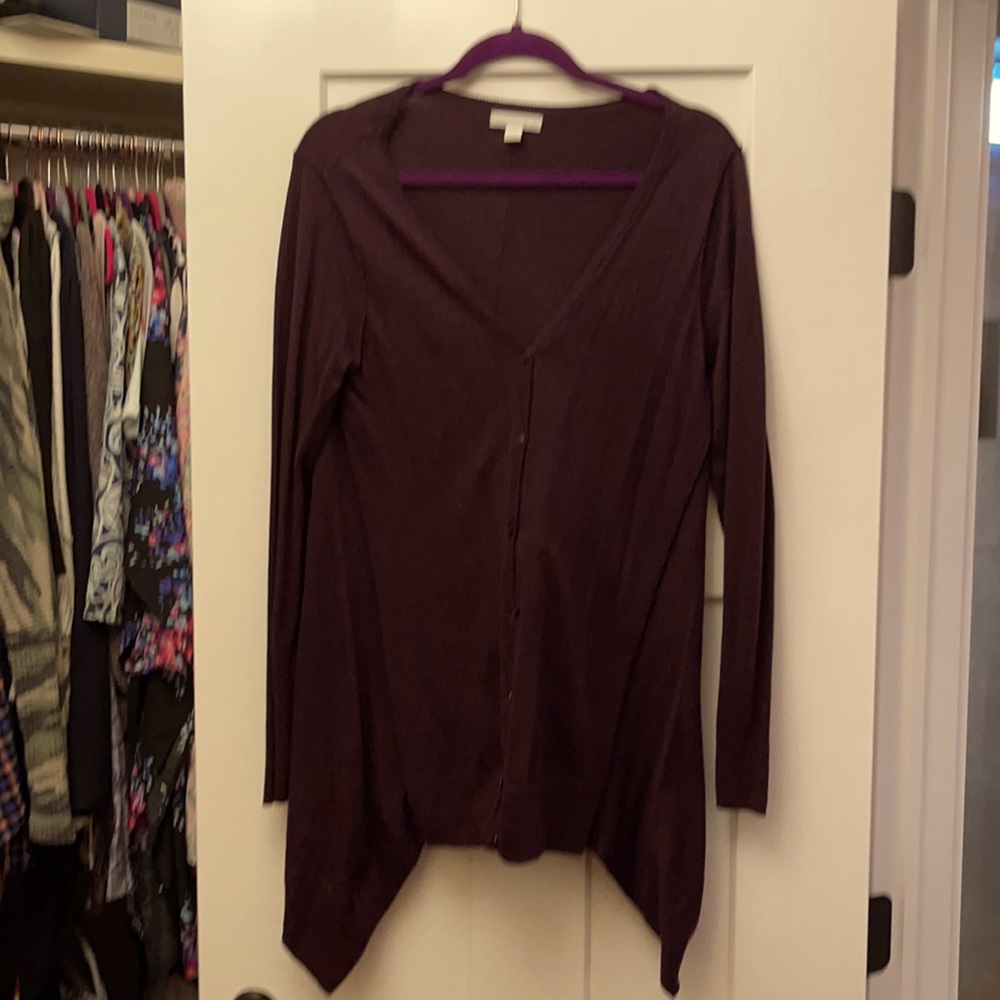 Wine colored lighter weight cardigan sweater